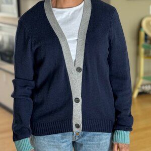 Womens color block cotton cardigan size L